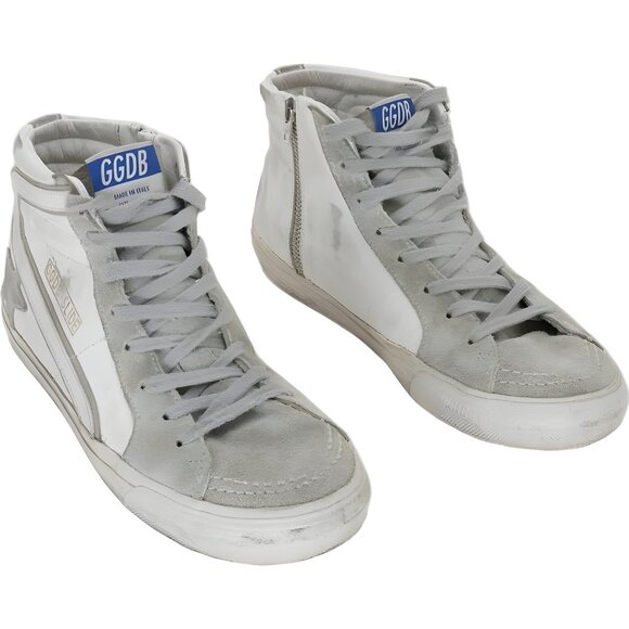 Golden Goose Slide Classic Leather Suede Sneakers White Ice EU 40 Womens - Picture 1 of 6